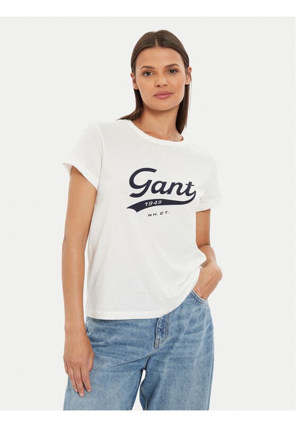 GANT - Gant T-Shirt Script Graphic 4200482 Biały Regular Fit. Kolor: biały. Materiał: bawełna