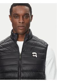 Karl Lagerfeld - KARL LAGERFELD Bezrękawnik 505711 500590 Czarny Regular Fit. Typ kołnierza: dekolt w karo. Kolor: czarny. Materiał: syntetyk. Długość rękawa: bez rękawów #6