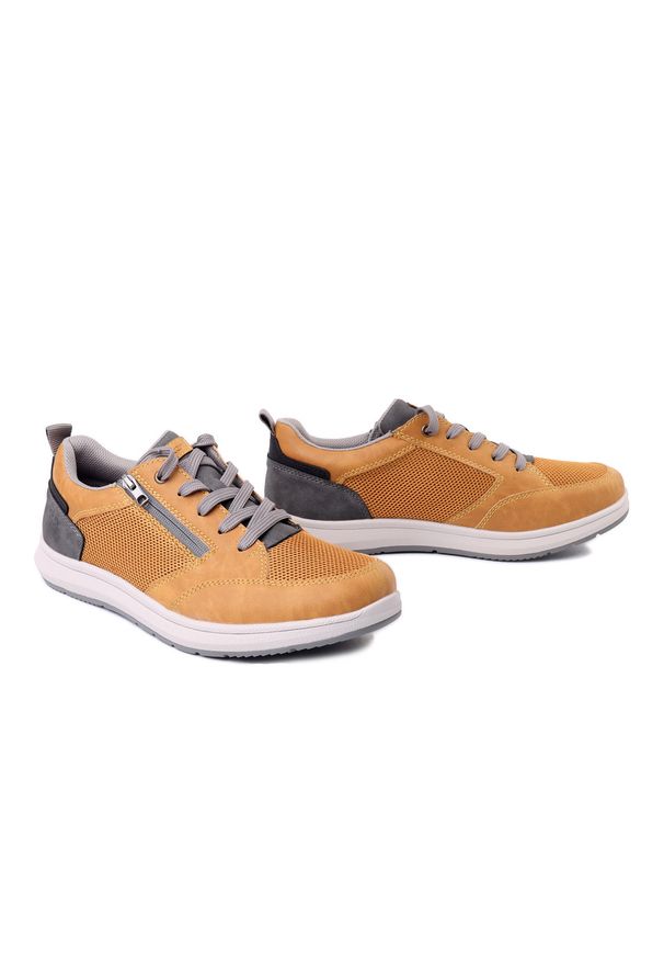 Rieker - RIEKER 16901-68 yellow, półbuty męskie. Zapięcie: zamek. Kolor: żółty