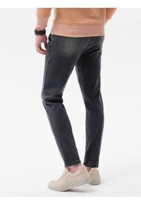 Ombre Clothing - Spodnie męskie jeansowe SLIM FIT P1077 - czarne - XXL. Kolor: czarny. Materiał: jeans. Styl: klasyczny #3