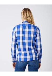 Wrangler - DAMSKA KOSZULA MATERIAŁOWA W KRATE WRANGLER LS 1PKT SHIRT WRANGLER BLUE W5Z4NYX05. Materiał: materiał #4