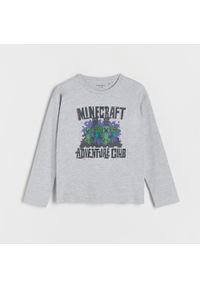 Reserved - Longsleeve Minecraft - Jasny szary. Kolor: szary. Materiał: bawełna, jersey, dzianina. Długość rękawa: długi rękaw #1