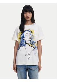Desigual T-Shirt Portrait 25WWTK05 Biały Loose Fit. Kolor: biały. Materiał: bawełna