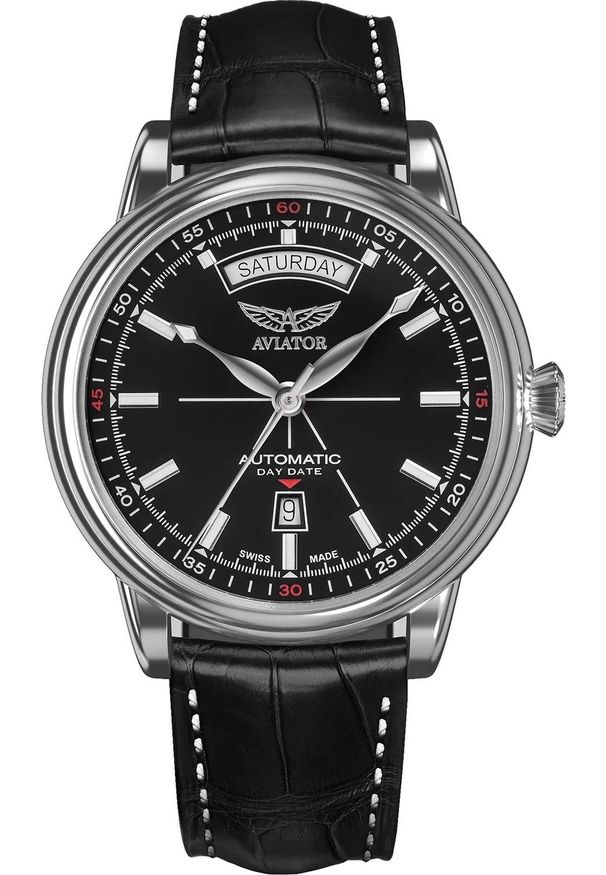 AVIATOR - Zegarek Aviator Zegarek męski Aviator V.3.20.0.142.4 czarny. Kolor: czarny