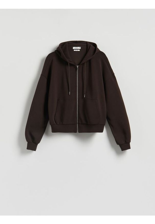 Reserved - Oversizowa bluza - ciemnobrązowy. Kolor: brązowy. Materiał: dzianina. Wzór: gładki