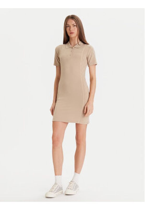 Guess Sukienka dzianinowa V5YK00 KCX12 Beżowy Regular Fit. Kolor: beżowy. Materiał: wiskoza