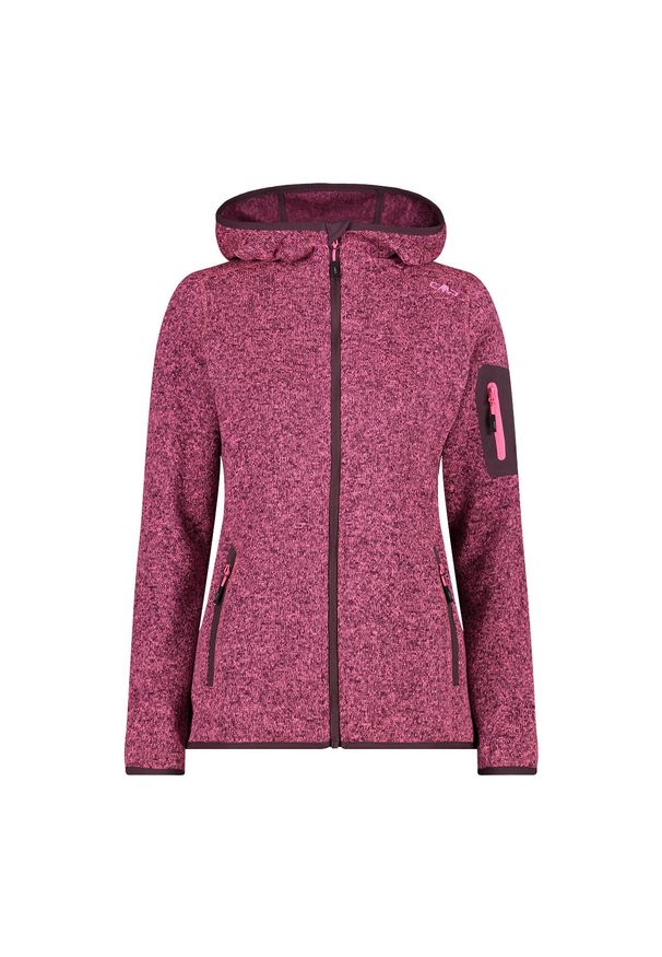 Polar z kapturem dla kobiet CMP. Typ kołnierza: kaptur. Kolor: różowy. Materiał: polar. Sport: turystyka piesza