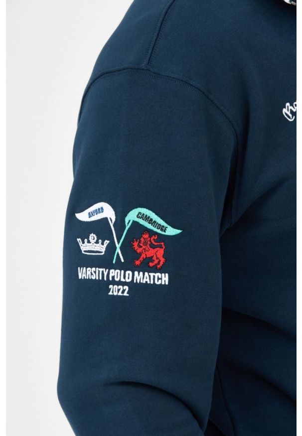 La Martina - LA MARTINA Granatowa bluza męska z suwakiem. Typ kołnierza: polo. Kolor: niebieski