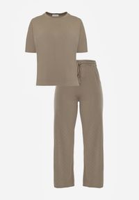 Born2be - Zielony Komplet Bawełniany o Fasonie Oversize T-shirt i Spodnie Azilane. Kolor: zielony. Materiał: bawełna #3