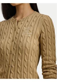 Lauren Ralph Lauren - LAUREN RALPH LAUREN Kardigan 200932225007 Beżowy Slim Fit. Kolor: beżowy. Materiał: bawełna