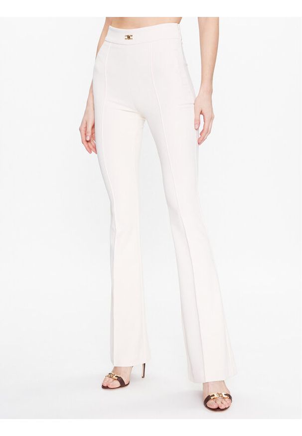 Elisabetta Franchi Spodnie materiałowe PA-054-31E2-V250 Écru Regular Fit. Materiał: syntetyk