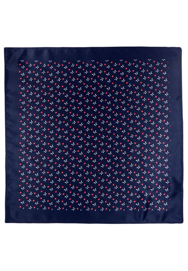 Modini - Granatowa poszetka w motyle i kwiatki E121. Kolor: niebieski. Wzór: kwiaty