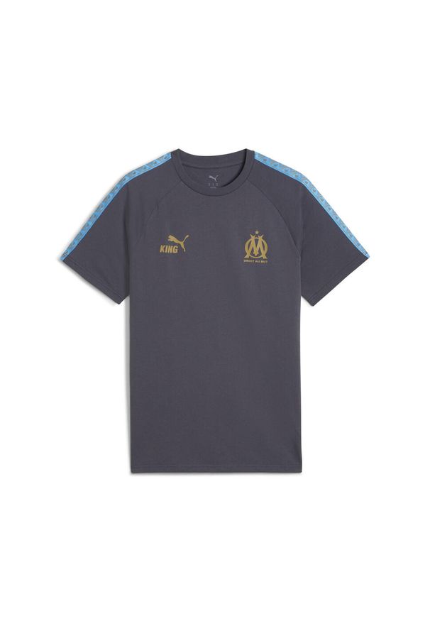 Puma - Męska koszulka Olympique Marsylia KING PUMA Galactic Gray Luminous Blue. Kolor: szary, niebieski, wielokolorowy