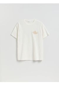 Reserved - T-shirt comfort fit - złamana biel. Materiał: bawełna, dzianina #1