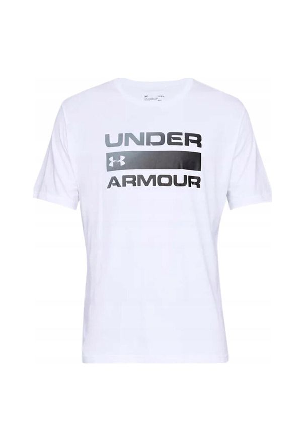 Under Armour - Męska Koszulka Z Napisem Team Issue. Kolor: biały. Wzór: napisy. Sport: turystyka piesza