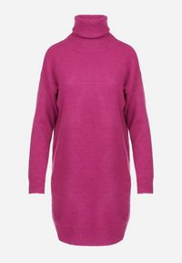 Born2be - Fuksjowa Sukienka Dzianinowa Classificator. Okazja: na co dzień. Typ kołnierza: golf. Kolor: różowy. Materiał: dzianina. Długość rękawa: długi rękaw. Sezon: zima, jesień. Typ sukienki: proste. Styl: casual #2