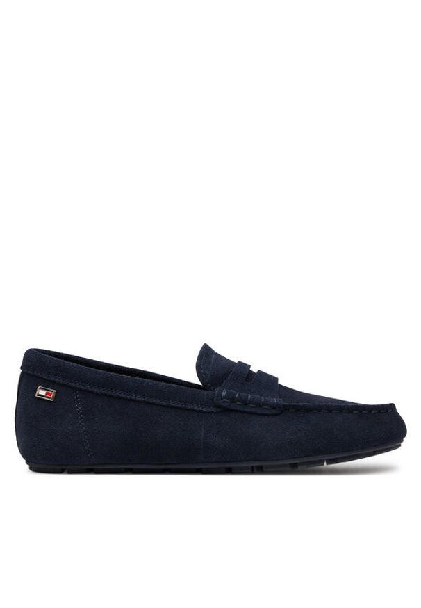 TOMMY HILFIGER - Tommy Hilfiger Mokasyny Flag Soft Suede Driver Loafer FW0FW08558 Granatowy. Kolor: niebieski. Materiał: skóra, zamsz