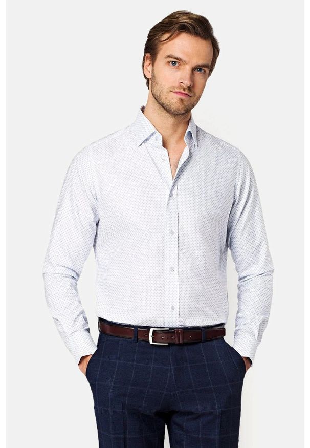 Lancerto - Koszula Biała z Nadrukiem Nancy. Kolor: biały. Materiał: jeans, bawełna, tkanina. Wzór: nadruk