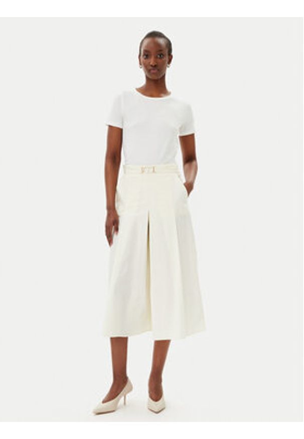 TwinSet - TWINSET Spódnica trapezowa 251TT202C Beżowy Regular Fit. Kolor: beżowy. Materiał: bawełna