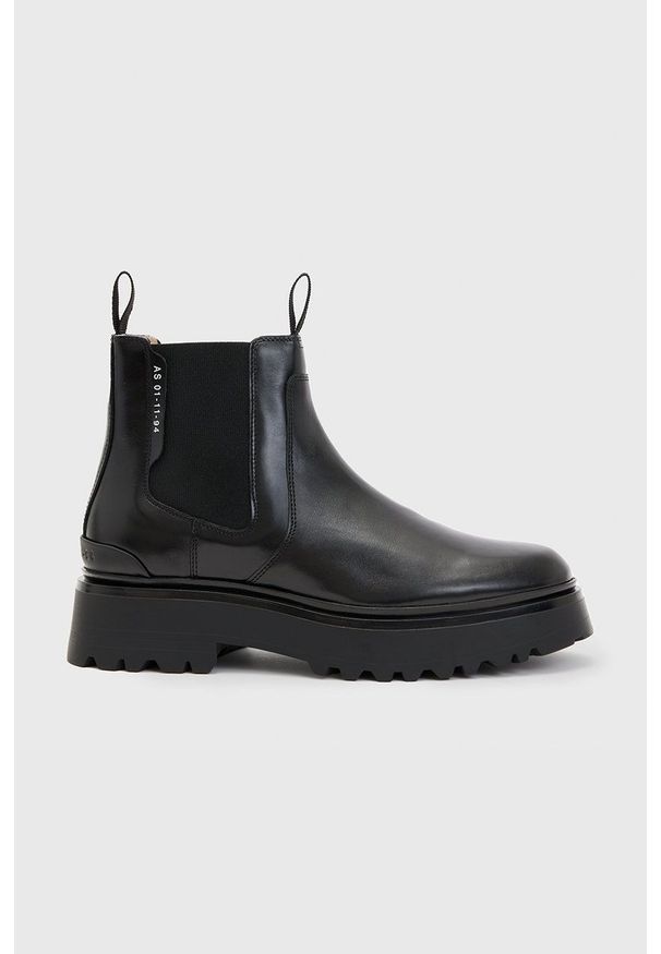 AllSaints sztyblety skórzane Arlo Arlo damskie kolor czarny na platformie WF580X. Nosek buta: okrągły. Kolor: czarny. Materiał: skóra. Obcas: na platformie