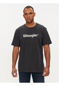 Wrangler T-Shirt Logo 112350526 Czarny Regular Fit. Kolor: czarny. Materiał: bawełna