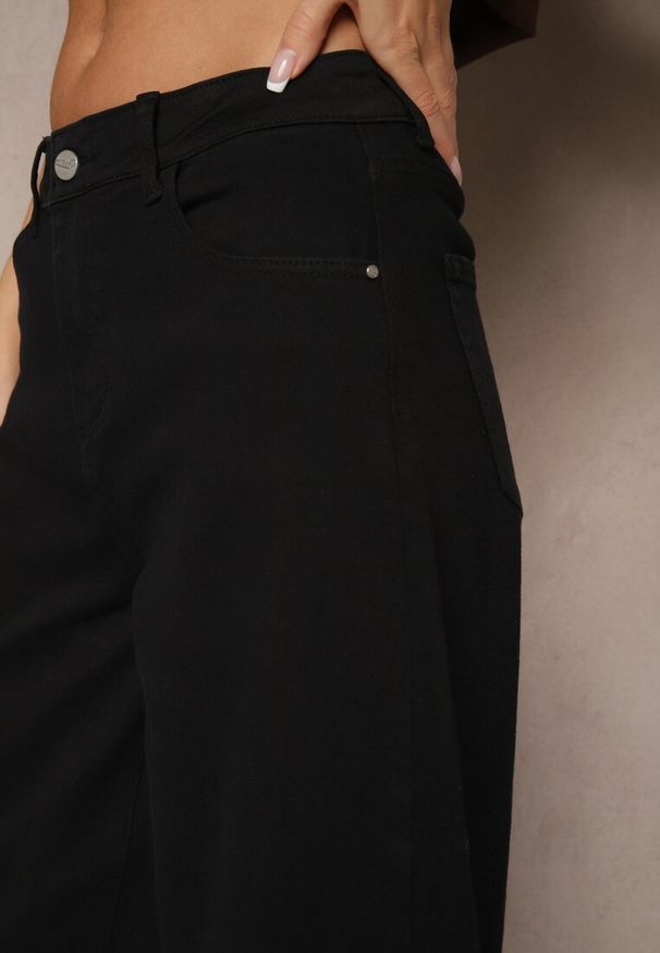 Renee - Czarne Jeansy o Kroju Balloon High Waist Zalirune. Okazja: na spacer, na co dzień. Stan: podwyższony. Kolor: czarny. Styl: elegancki, casual