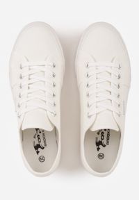 Born2be - Białe Klasyczne Trampki w Minimalistycznym Stylu Aroadella. Okazja: na co dzień. Kolor: biały. Materiał: jeans. Styl: klasyczny #3