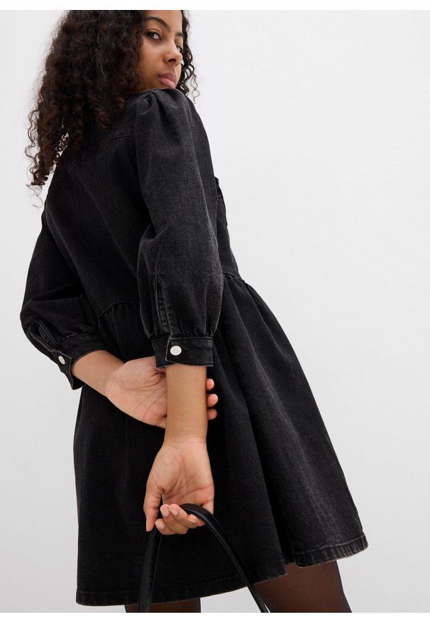 bonprix - Sukienka dżinsowa. Kolor: czarny. Styl: klasyczny