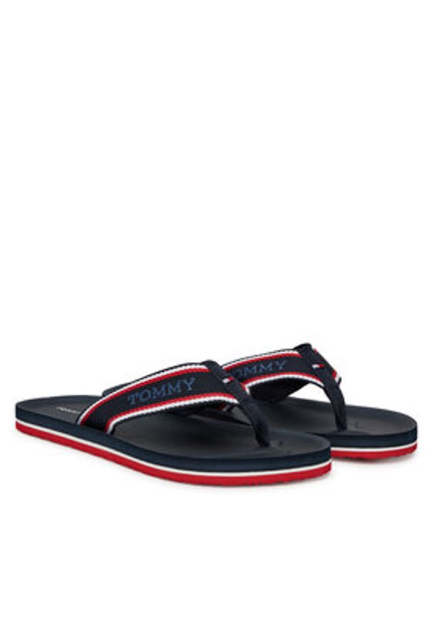 TOMMY HILFIGER - Tommy Hilfiger Japonki Comfort Hilfiger Beach Sandal FM0FM05510 Granatowy. Kolor: niebieski. Materiał: materiał