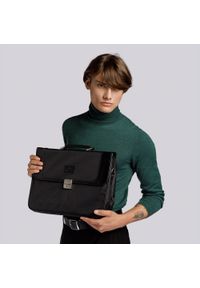 Wittchen - Męska torba na laptopa ze wstawkami z ekoskóry. Kolor: czarny. Materiał: poliester. Styl: biznesowy #4