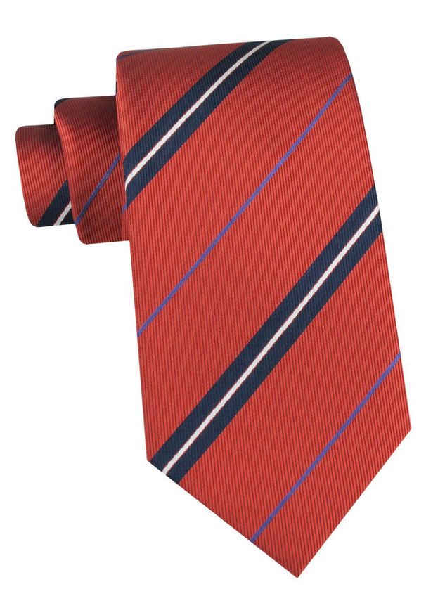 Klasyczny Krawat Klubowy - Alties - Pomarańczowy w Prążek. Kolor: pomarańczowy. Materiał: tkanina. Wzór: prążki. Styl: klasyczny