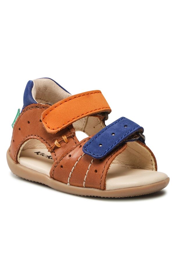 Sandały Kickers - Boping-2 785406-10 Camel Orange Bleu. Kolor: brązowy. Materiał: skóra. Sezon: lato