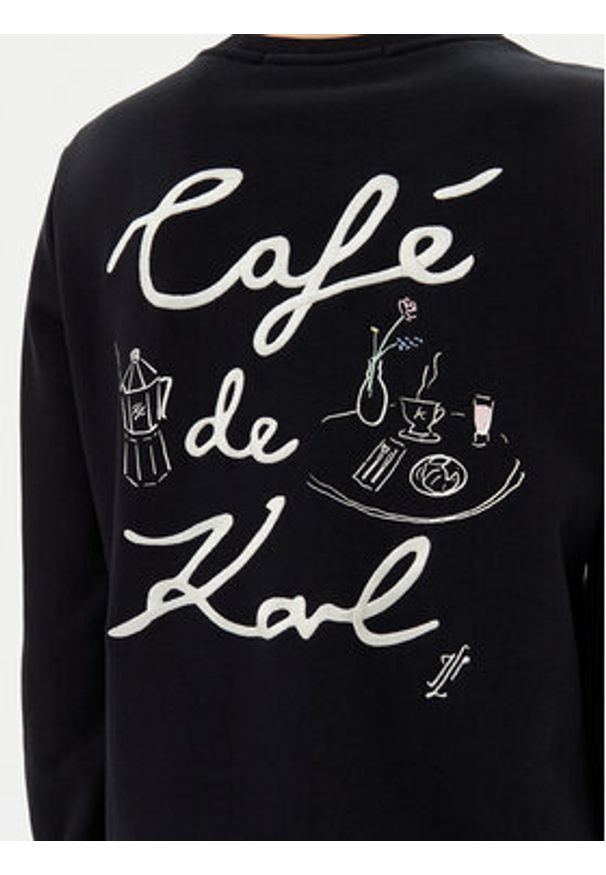 Karl Lagerfeld - KARL LAGERFELD Bluza A2W20056 Czarny Regular Fit. Typ kołnierza: dekolt w karo. Kolor: czarny. Materiał: bawełna