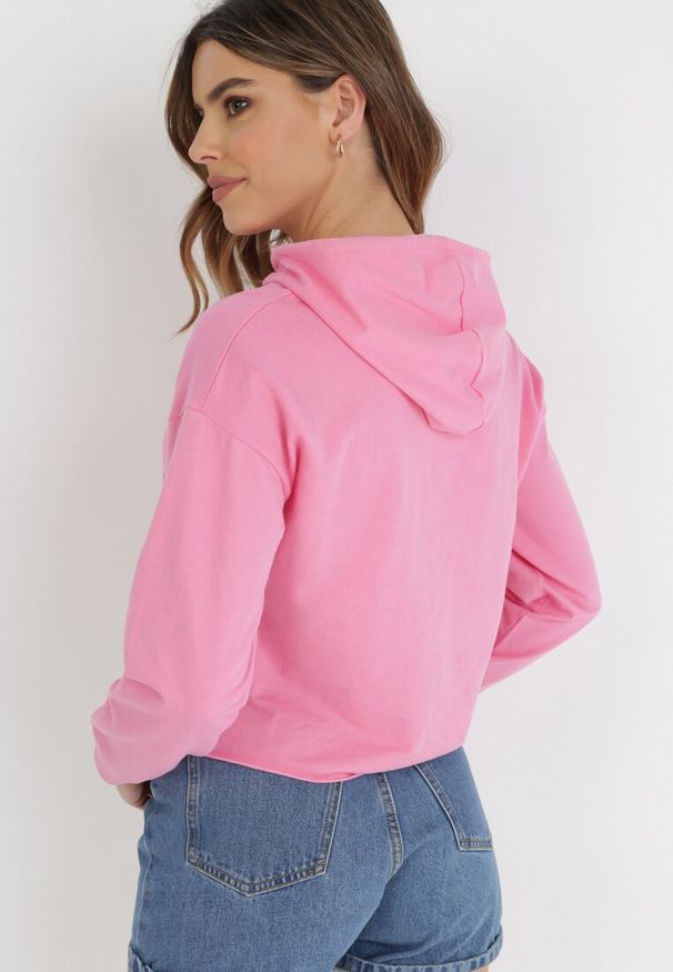 Born2be - Różowa Bluza Antele. Typ kołnierza: kaptur. Kolor: różowy. Materiał: jeans. Długość rękawa: długi rękaw. Długość: długie. Wzór: jednolity