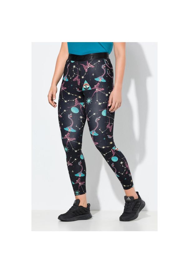 ULLA POPKEN - Damskie Legginsy sportowe szybkoschnące kieszenie z recyklingu. Kolekcja: plus size. Kolor: czarny. Materiał: poliamid, materiał, elastan
