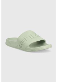 Fila klapki Jetspeed damskie kolor zielony. Kolor: zielony. Materiał: materiał. Wzór: gładki. Obcas: na obcasie. Wysokość obcasa: niski #4