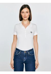 Big-Star - Koszulka damska polo w prążek biała Rella 100. Okazja: na co dzień. Typ kołnierza: polo. Kolor: biały. Materiał: prążkowany, dzianina, jeans. Długość: krótkie. Wzór: prążki. Styl: casual, elegancki, sportowy, klasyczny #7