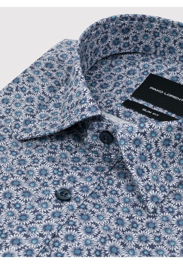 Pako Lorente - PAKO LORENTE - Niebieska koszula męska w kwiaty. Kolor: niebieski. Materiał: lyocell. Długość rękawa: długi rękaw. Długość: długie. Wzór: kwiaty