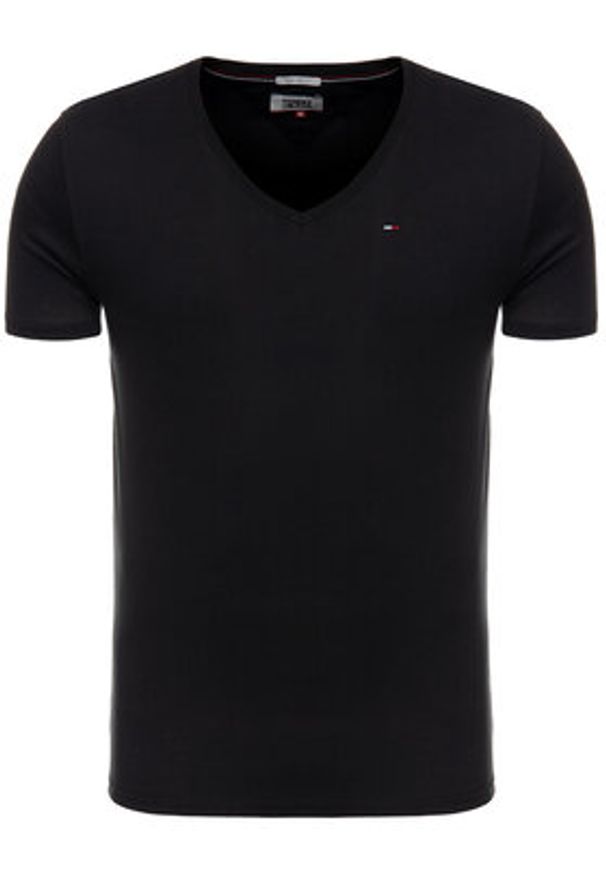 Tommy Jeans T-Shirt DM0DM04410 Czarny Regular Fit. Kolor: czarny. Materiał: bawełna