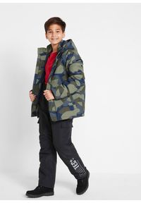 bonprix - Spodnie narciarskie cargo, wodoodporne, na szelkach, z ciepłą podszewką. Okazja: na co dzień. Kolor: czarny. Wzór: nadruk. Styl: casual #3