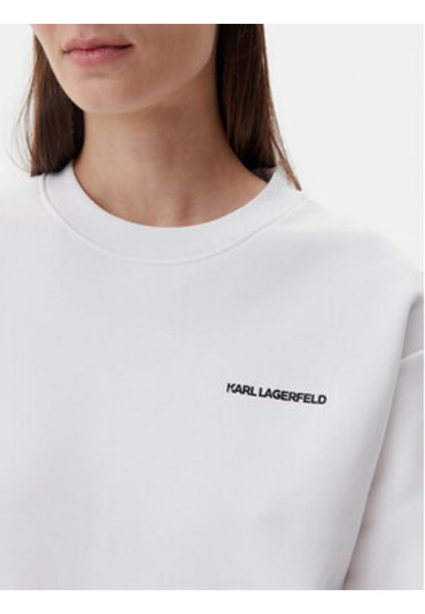 Karl Lagerfeld - KARL LAGERFELD Bluza A1W20076 Biały Relaxed Fit. Typ kołnierza: dekolt w karo. Kolor: biały. Materiał: bawełna