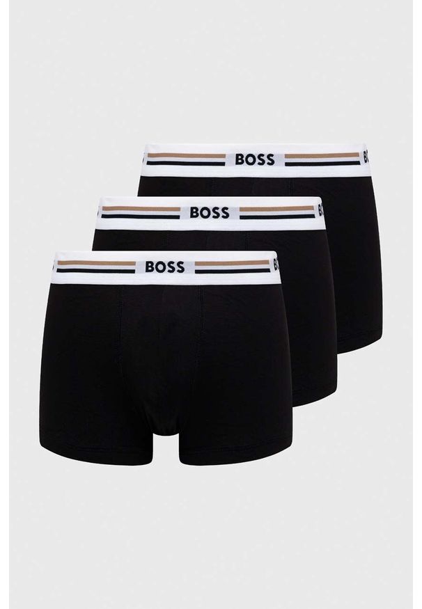 BOSS bokserki 3-pack męskie kolor czarny. Kolor: czarny. Materiał: materiał, wiskoza