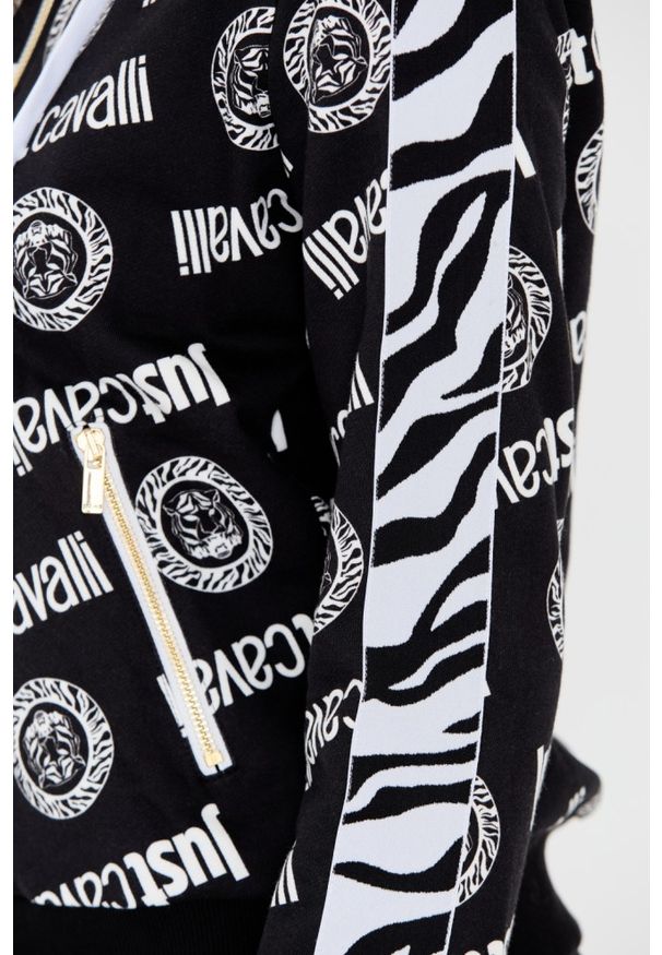 Just Cavalli - JUST CAVALLI Czarne damskie spodnie dresowe Logo Tigre, Rozmiar S. Kolor: czarny. Materiał: dresówka