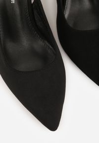 Born2be - Czarne Czółenka na Klockowym Obcasie z Odkrytą Piętą Tarabeta. Okazja: na co dzień. Zapięcie: sprzączka. Kolor: czarny. Obcas: na obcasie. Styl: casual, elegancki. Wysokość obcasa: średni #3