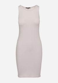 Born2be - Szara Dopasowana Sukienka Bez Rękawów z Okrągłym Dekoltem Aswenta. Okazja: na co dzień. Kolor: szary. Materiał: materiał, jeans. Długość rękawa: bez rękawów. Sezon: wiosna, lato. Typ sukienki: proste. Styl: casual, elegancki #3