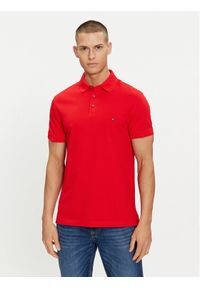 TOMMY HILFIGER - Tommy Hilfiger Polo 1985 MW0MW17771 Czerwony Slim Fit. Typ kołnierza: polo. Kolor: czerwony. Materiał: bawełna