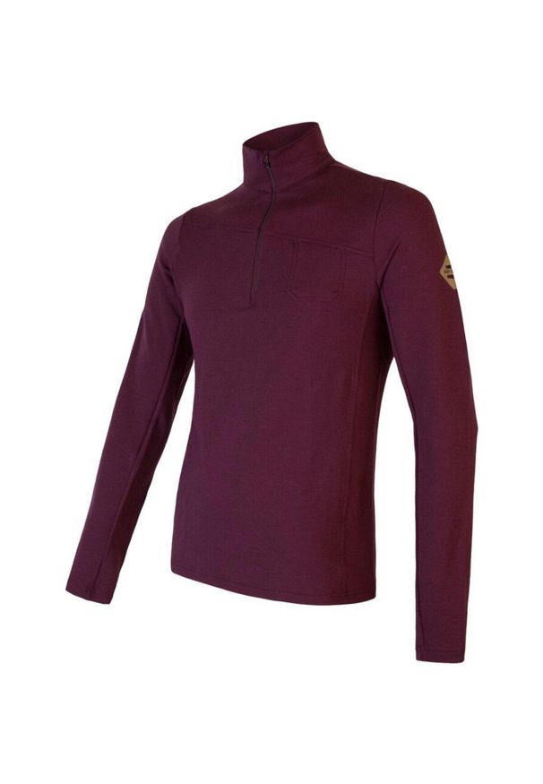 SENSOR - Męska koszulka Baselayer Merino Extreme z długim rękawem i zamkiem błyskawicznym. Kolor: czerwony. Materiał: dzianina, prążkowany, wełna. Długość rękawa: długi rękaw. Długość: długie