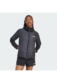 Adidas - Ocieplana hybrydowa kurtka z kapturem Terrex Multi CLIMAWARM. Typ kołnierza: kaptur. Kolor: czarny. Technologia: ClimaWarm (Adidas). Sport: turystyka piesza #1
