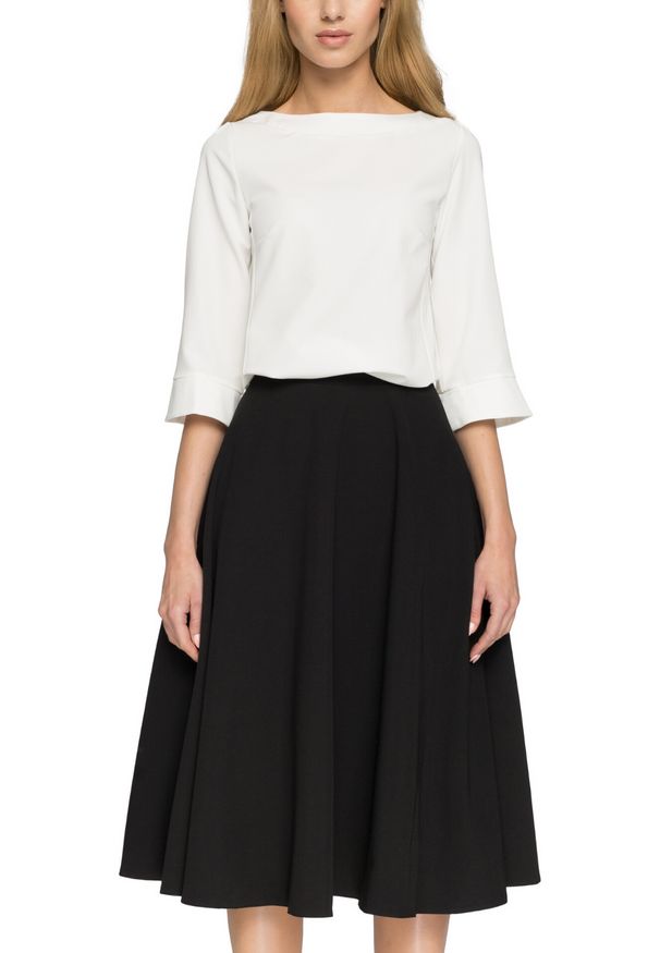 Style - Elegancka rozkloszowana spódnica midi. Okazja: na co dzień. Materiał: materiał. Wzór: gładki. Styl: elegancki