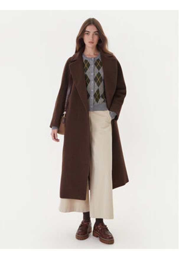 Weekend Max Mara Płaszcz wełniany Tempera 2525016082 Brązowy Regular Fit. Kolor: brązowy. Materiał: wełna